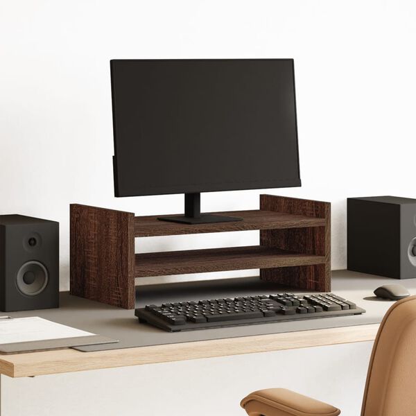 vidaXL Monitor Stand Brown Oak 19.7x10.6x7.9" Engineered Wood