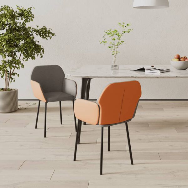 vidaXL Dining Chair Set of 2 Dark grey and brown
