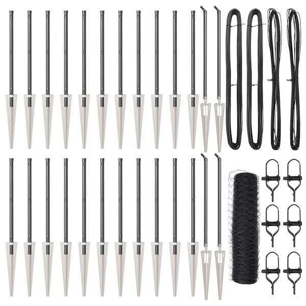 vidaXL Fence Post Grey 164.04 x 1.64 ft (1.42 in mesh) Steel and PVC