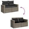 vidaXL Garden Sofa Set Grey PE Rattan, Powder-Coated Steel, Tempered Glass