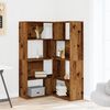 vidaXL Corner Bookcase 4-Tier Old Wood 33.5x33.5x55.1" Engineered Wood