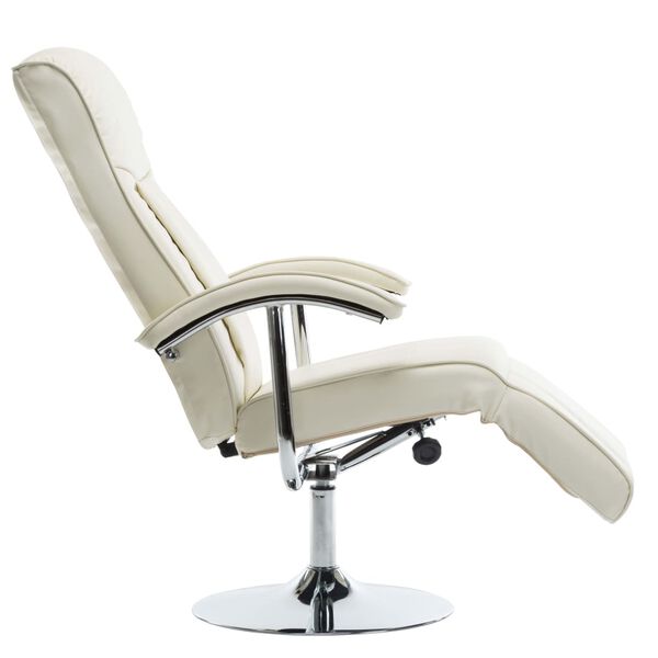 vidaXL TV Armchair Cream Faux leather, Chromed metal Standard