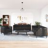 vidaXL Sofa Set Black Polyester, Plywood, Solid Wood Durable Sofa Set