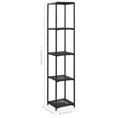 vidaXL Storage Shelf Black 11.8"x11.8"x59.1" Poly Rattan