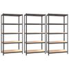 vidaXL 5-Layer Shelves 3 pcs Anthracite Steel&Engineered Wood