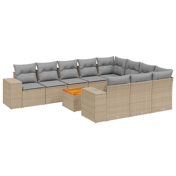 vidaXL Garden Sofa Set Beige PE rattan Large Modular Garden Sofa Set