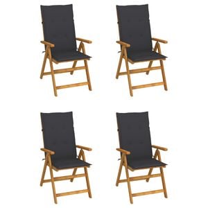 vidaXL Garden Chair Set of 4 Anthracite Solid Acacia Wood Medium