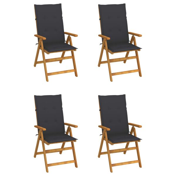 vidaXL Garden Chair Set of 4 Anthracite Solid Acacia Wood Medium