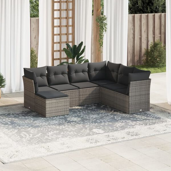 vidaXL Garden Sofa Set Grey PE Rattan Large Modular Garden Sofa Set