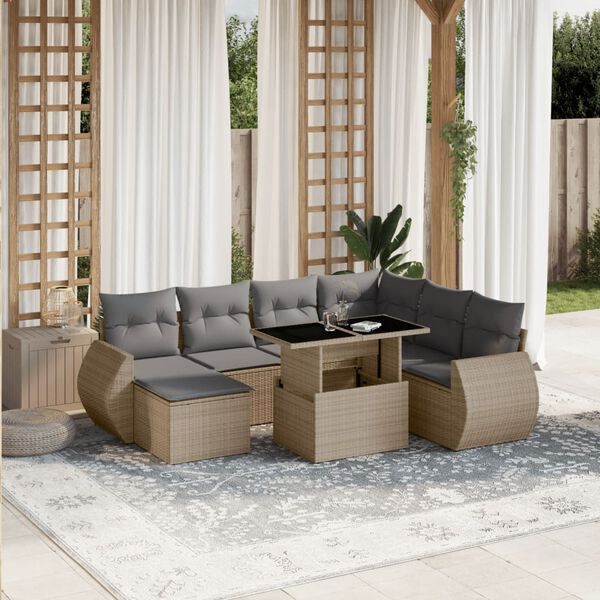 vidaXL Garden Sofa Set Beige, Light Grey