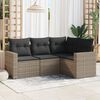 vidaXL Garden Sofa Set Grey PE rattan, powder-coated steel, polyester