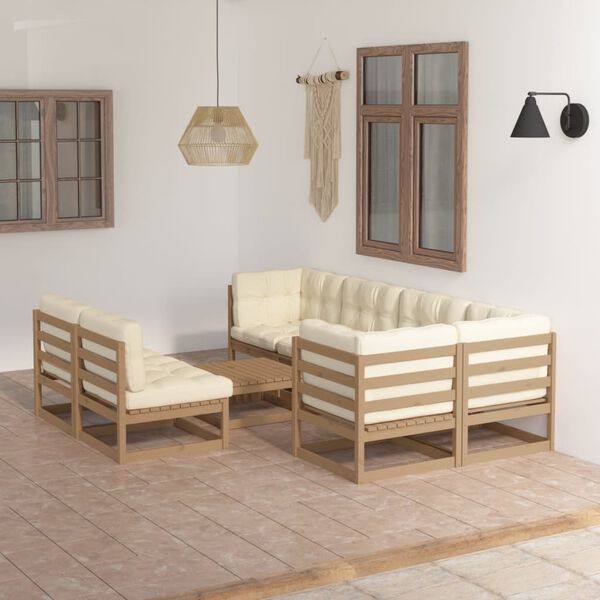 vidaXL Garden Lounge Set Honey brown Solid pine wood 28.3 in Modular
