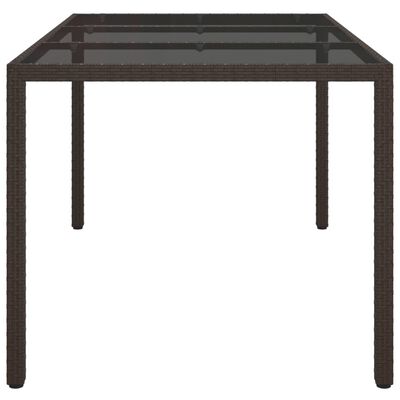 vidaXL Patio Table 59.1"x35.4"x29.5" Tempered Glass and Poly Rattan Brown