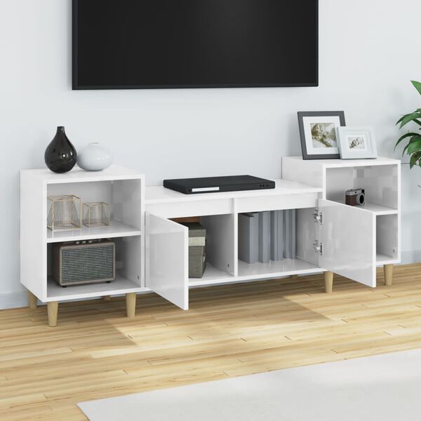 vidaXL TV Cabinet High gloss white Engineered wood Large TV Cabinet