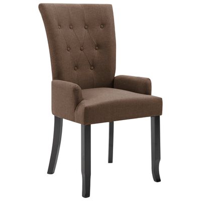 vidaXL Dining Chair with Armrests Brown Fabric