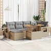 vidaXL Garden Sofa Set Beige PE rattan Large Adjustable Armrests