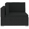 vidaXL 3 Piece Patio Sofa Set with Cushions Poly Rattan Black