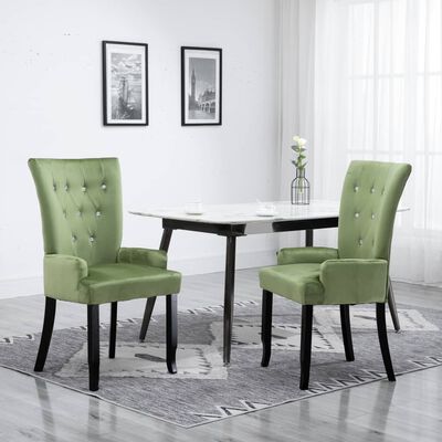 vidaXL Dining Chair with Armrests Light Green Velvet