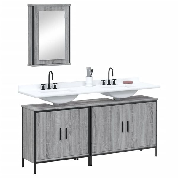 vidaXL Bathroom Furniture Set Grey sonoma