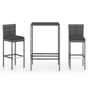 vidaXL Garden Bar Set Grey PE rattan Medium Footrest Garden Bar Set