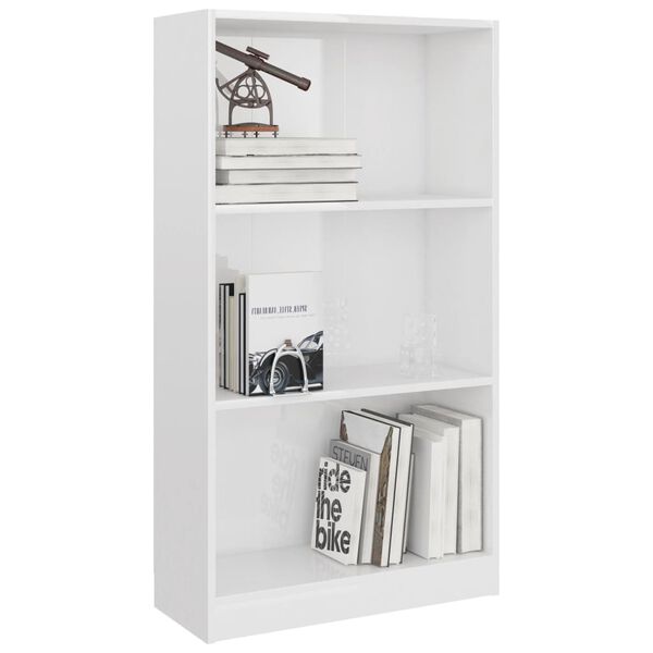 vidaXL Book Cabinet High Gloss White Engineered Wood Medium