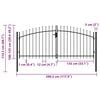 vidaXL Fence Gate Double Door with Spike Top Steel 117.9x68.7" Black