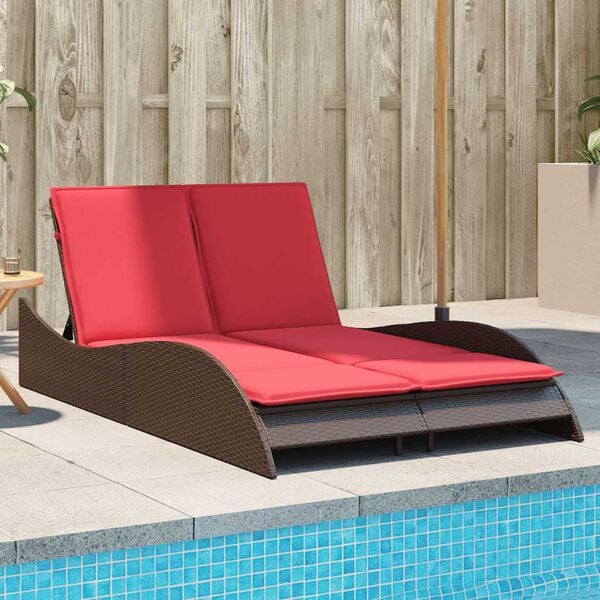 vidaXL Sun Lounger with Cushions Brown 44.9x80.7x28.7" Poly Rattan
