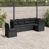 vidaXL Garden Sofa Set Black PE Rattan 6 Piece Adjustable Feet