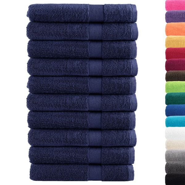 vidaXL Towel Set of 10 Navy blue 100% Cotton XL Towel Rectangular