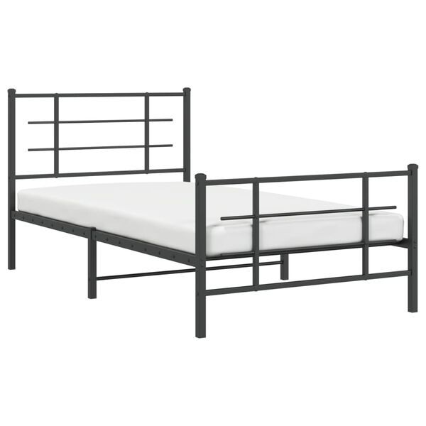 vidaXL Bed Frame Black Powder-Coated Steel Single Bed Frame