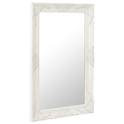 vidaXL Wall Mirror Baroque Style 19.7"x31.5" White