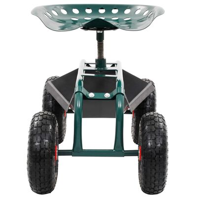 vidaXL Rolling Garden Cart with Tool Tray Green 30.7"x17.5"x33.1"