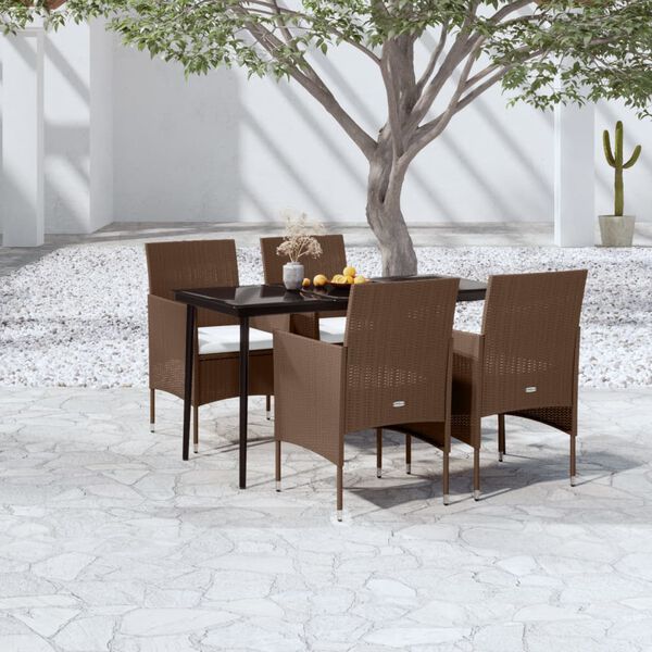 vidaXL Garden Dining Set Brown and Black