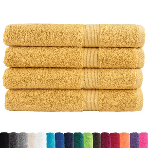 vidaXL Sauna Towel Set of 4 Gold 100% Cotton 31.5 x 78.7 in