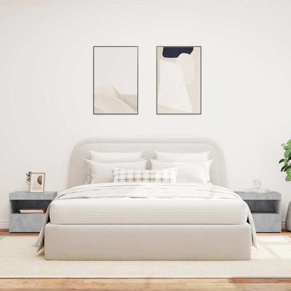 vidaXL Bedside Cabinet Set of 2 Concrete grey Engineered wood Medium