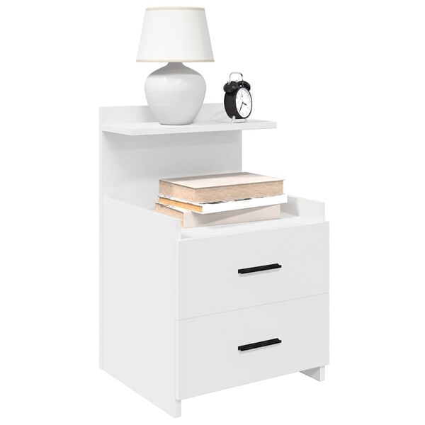 vidaXL Bedside Cabinet Set of 2 White Engineered wood Medium