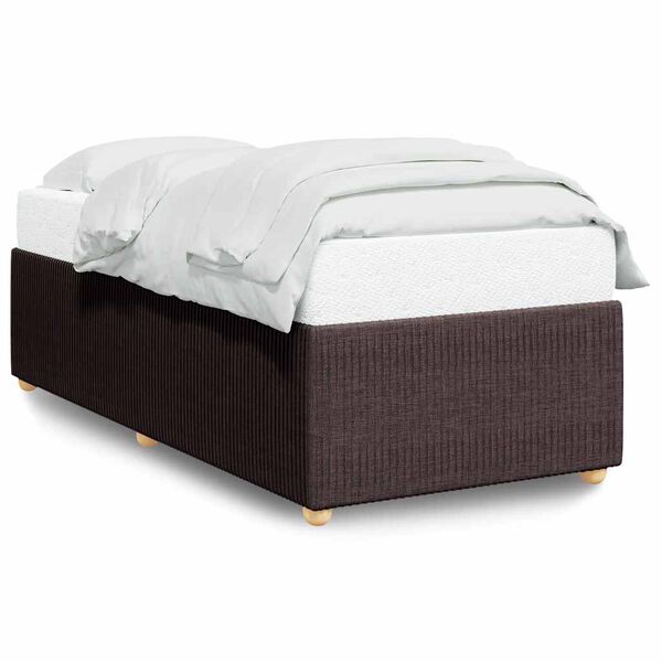 vidaXL Bed Frame Dark Brown Polyester fabric, plywood, engineered wood