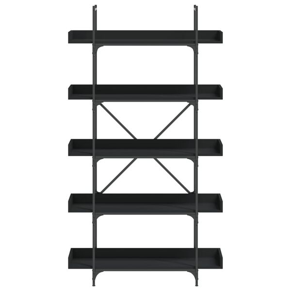 vidaXL Bookcase Black Engineered wood and metal Large Adjustable Feet