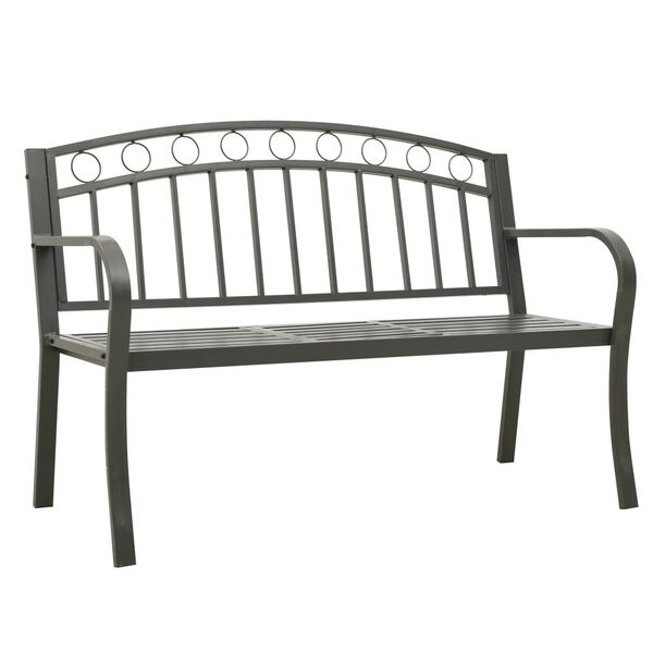 vidaXL Garden Bench With Table Grey Powder-coated Steel Medium Durable