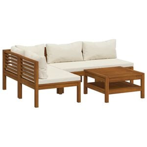 vidaXL Garden Lounge Set Cream Cushions Solid Acacia Wood with an Oil Finish