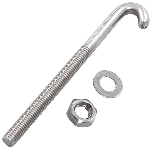 vidaXL Anchored J-Bolt w/Nut and Washer M8x4.7" 25 Sets