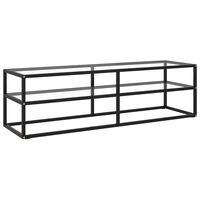vidaXL TV Stand Black with Tempered Glass 55.1"x15.7"x15.7"