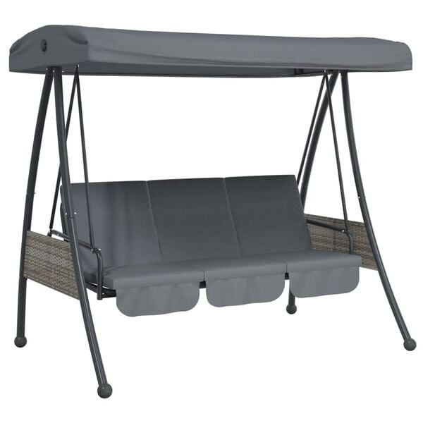 vidaXL Garden Swing Bench Dark grey Powder-coated steel Large
