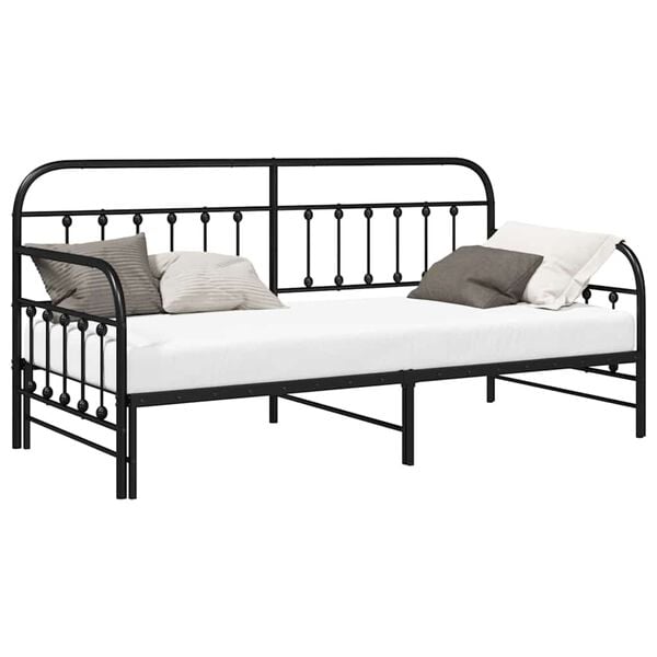 vidaXL Daybed Frame with Headboard Black 39.4" x 78.7" Steel
