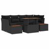 vidaXL Garden Sofa Set with Storage 7 pcs Black Poly rattan