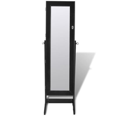 vidaXL Free Standing Jewelry Cabinet with LED Light and Mirror Black