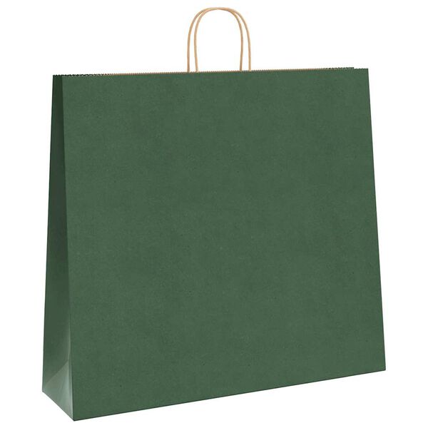 vidaXL Paper Bags 250 pcs with Handles Green 54x15x49 cm