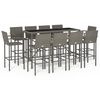 vidaXL Garden Bar Set Grey PE Rattan Large Footrest Garden Bar Set