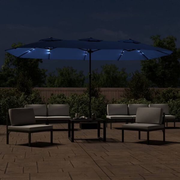 vidaXL Garden Parasol Azure Blue, Dark Grey Polyester, Powder-Coated Iron