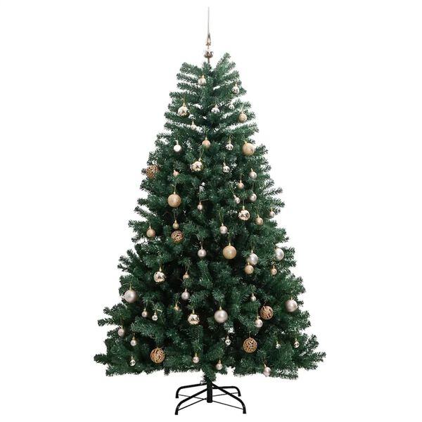 vidaXL Artificial Hinged Christmas Tree 300 LEDs & Ball Set 82.7"